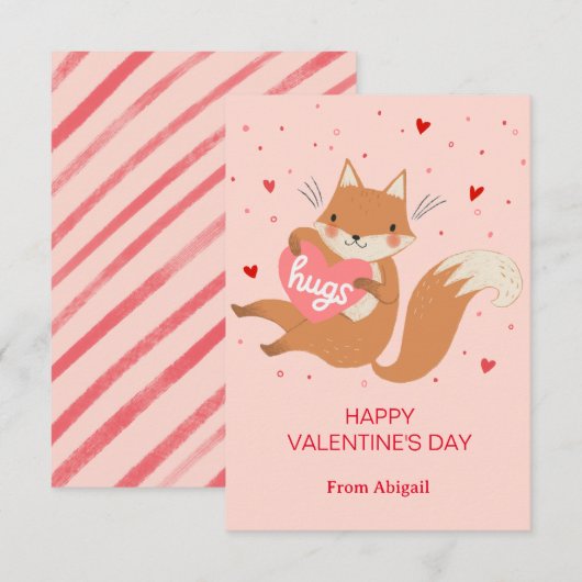Schattige Fox Kinder Klaslokaal Valentijn Note Kaa Kaart (Voorkant / Achterkant)