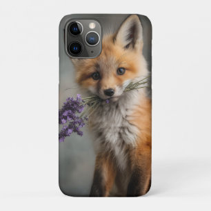 Schattige Fox Kit met Lavendelbloemen Case-Mate iPhone Case