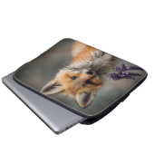 Schattige Fox Kit met Lavendelbloemen Laptop Sleeve (Voorkant onderkant)