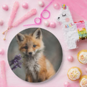 Schattige Fox Kit met Lavendelbloemen Papieren Bordje (Feest)