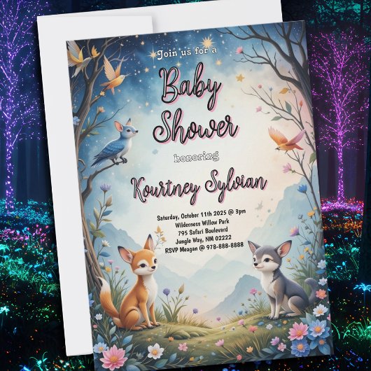 Schattige Fox Kits Woodland Baby shower Kaart