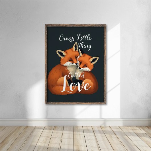 Schattige Fox Love Paar Illustratie Poster