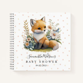 Schattige Fox met Vlinder Baby shower Gastenboek Notitieboek