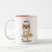 Schattige Fox met Wiskunde Bril Teacher Custom Tweekleurige Koffiemok (Links)
