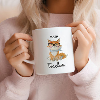 Schattige Fox met Wiskunde Bril Teacher Custom Tweekleurige Koffiemok