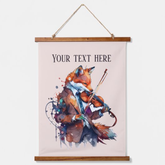 schattige fox Muziekliefhebbers voegen tekst toe Hangend Wandkleed (Voorkant)