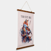 schattige fox Muziekliefhebbers voegen tekst toe Hangend Wandkleed (Gebogen)