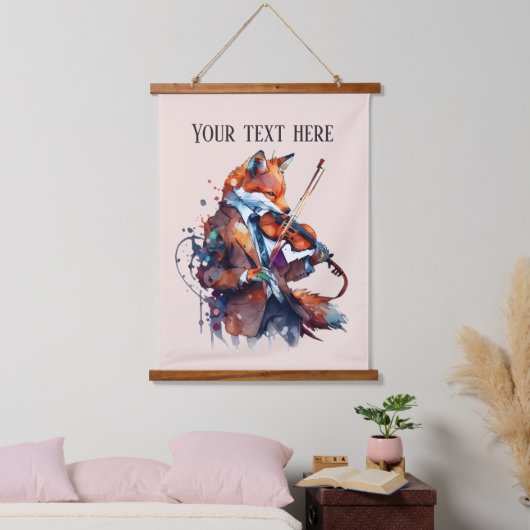 schattige fox Muziekliefhebbers voegen tekst toe Hangend Wandkleed (Slaapkamer)
