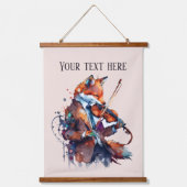 schattige fox Muziekliefhebbers voegen tekst toe Hangend Wandkleed (Voorkant)