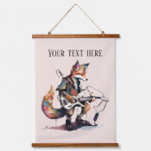 schattige fox Muziekliefhebbers voegen tekst toe Hangend Wandkleed (Voorkant 2)