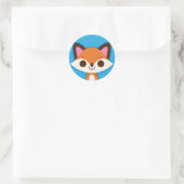 Schattige Fox op Blauw Ronde Sticker (Tas)