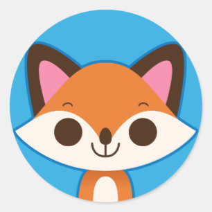 Schattige Fox op Blauw Ronde Sticker