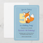 Schattige Fox op Blue Boys 5e Verjaardag Kaart (Voorkant / Achterkant)