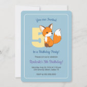 Schattige Fox op Blue Boys 5e Verjaardag Kaart (Voorkant)