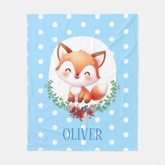 Schattige Fox Polka Dot Elegant Fleece Deken (Voorkant)