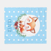 Schattige Fox Polka Dot Elegant Fleece Deken (Voorkant (Horizontaal))