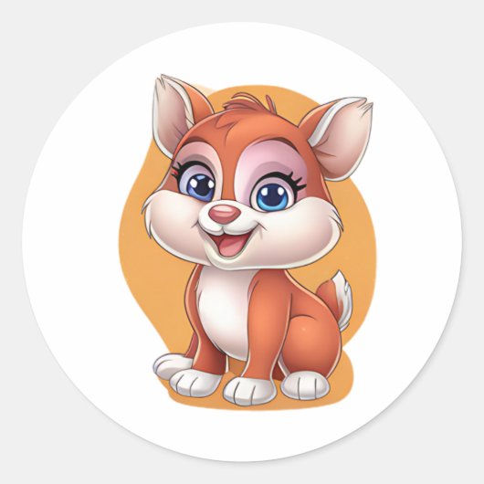 Schattige Fox Sticker - Schattigee Cartoon Animal (Voorkant)