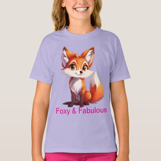 Schattige Fox T-shirt voor meisjes Foxy & Fabulous (Voorkant)