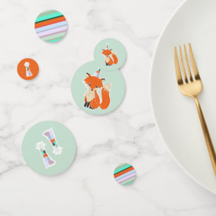 Schattige Fox Verjaardagsfeestje Pet Kleurrijk Confetti