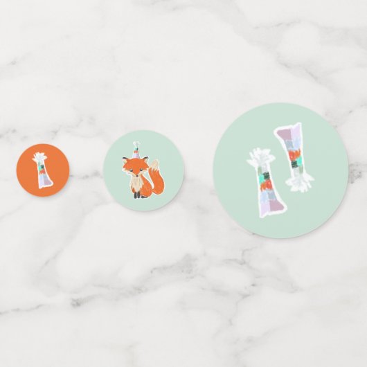 Schattige Fox Verjaardagsfeestje Pet Kleurrijk Confetti (Achterkanten)