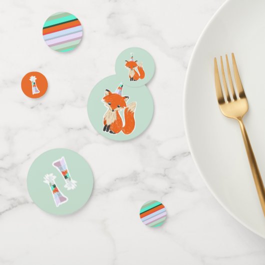 Schattige Fox Verjaardagsfeestje Pet Kleurrijk Confetti (Groep)