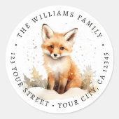 Schattige Fox waterverf retouradres Ronde Sticker (Voorkant)