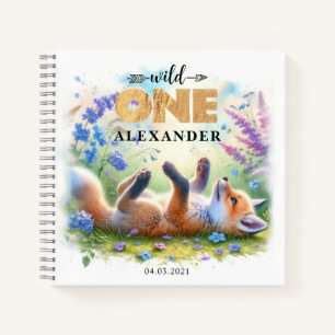 Schattige Fox Wild One Birthday Guest Book Notitieboek