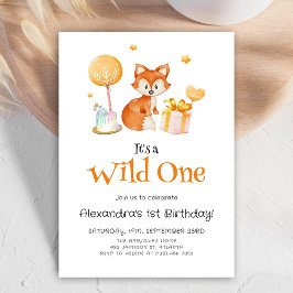 Schattige Fox Wild One Eerste Verjaardag Kaart