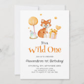 Schattige Fox Wild One Eerste Verjaardag Kaart (Voorkant)