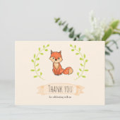 Schattige Fox Woodland Baby shower Dank u Bedankkaart (Staand voorkant)