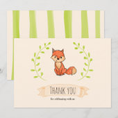 Schattige Fox Woodland Baby shower Dank u Bedankkaart (Voorkant / Achterkant)