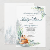 Schattige Fox Woodland Spring Baby shower Kaart (Voorkant / Achterkant)