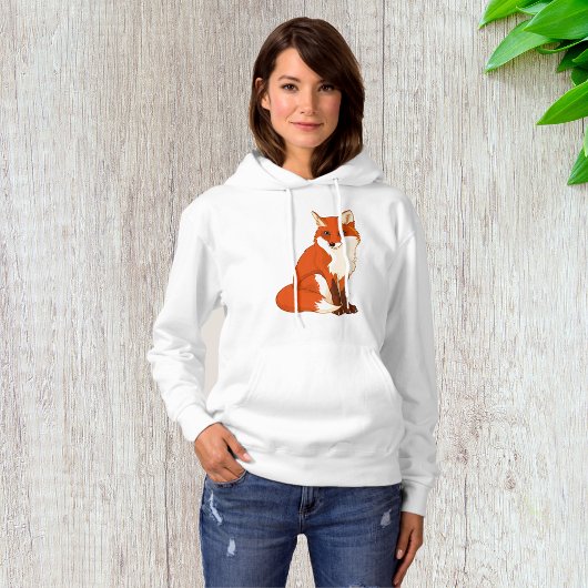 Schattige Fox Zittende Vrouwen Hoodie