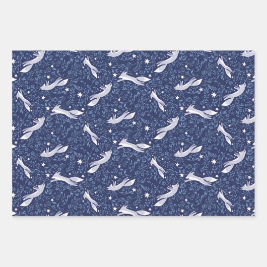 Schattige Foxes Collectie in blauw en roze Inpakpapier Vel (Voorkant)