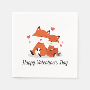 Schattige Foxes Paar Valentijn Servet