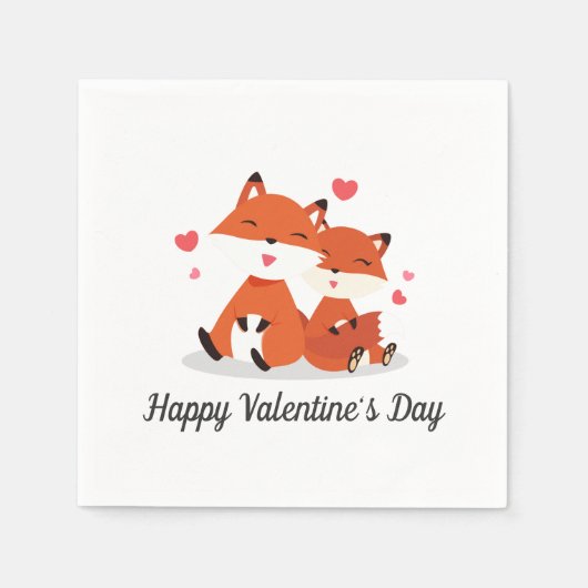 Schattige Foxes Paar Valentijn | Servet (Voorkant)
