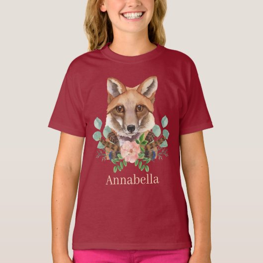 schattige foxliefhebbers voegen naam toe t-shirt (Voorkant)