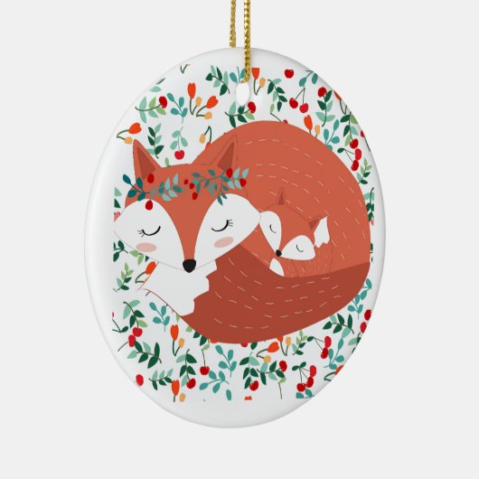  schattige foxwolf en haar baby keramisch ornament (Rechts)