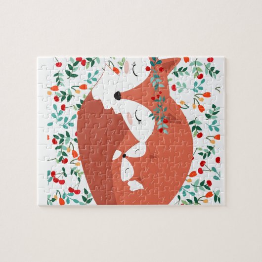  schattige foxwolf en haar baby legpuzzel (Horizontaal)