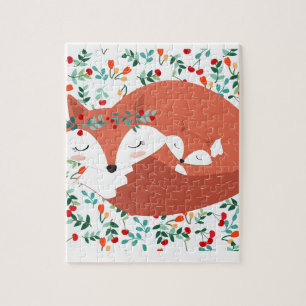 schattige foxwolf en haar baby legpuzzel