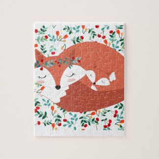 schattige foxwolf en haar baby legpuzzel