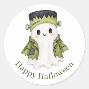Schattige Frankenstein Geest Kinderen Griezelen Ronde Sticker