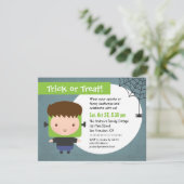 Schattige Frankenstein Jongen Kinderen Halloween F Kaart (Staand voorkant)