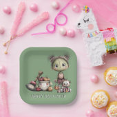 Schattige Frankenstein Meisje Kinder Halloween Papieren Bordje (Feest)