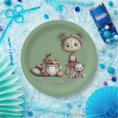 Schattige Frankenstein Meisje Kinder Halloween Papieren Bordje (Feest)