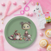 Schattige Frankenstein Meisje Kinder Halloween Papieren Bordje (Feest)