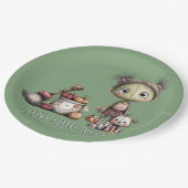 Schattige Frankenstein Meisje Kinder Halloween Papieren Bordje (Gekanteld)