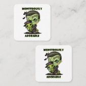 Schattige Frankenstein Monster met plushie Vierkante Visitekaartje (Voorkant / Achterkant)