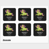 Schattige Frankenstein Unicorn Business Vierkante Sticker (Vel)