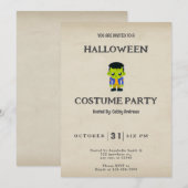 Schattige Frankenstein's Monster  Halloween Kaart (Voorkant / Achterkant)